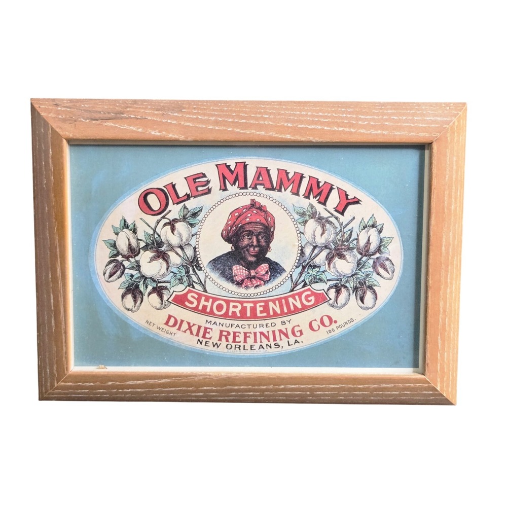 Dixie Refining Co Ole Mammy Shortening Vintage Label Framed Kitchen Wall Art